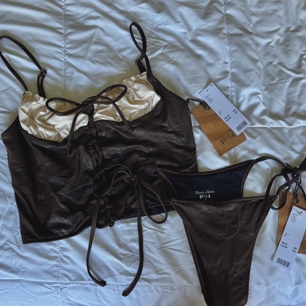 Frankie's Bikinis Brown and Cream Intimate Set